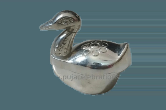 Duck Kumkum Box-With Out Base (H:2 x B:1.25 inches) / Silver