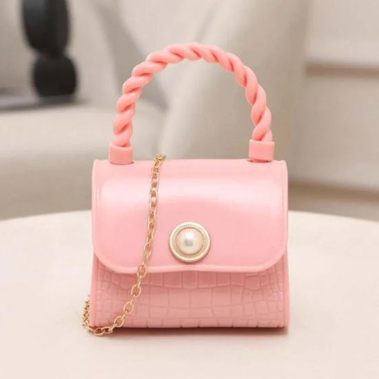 Mini Sling Bag With Twist Handle-Pink