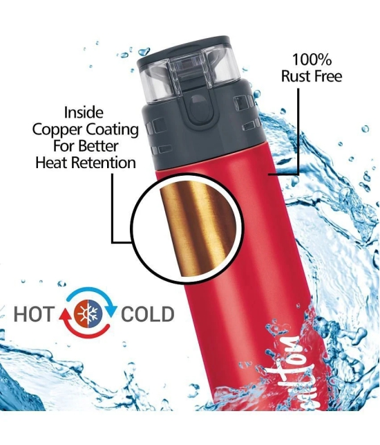 Milton Atlantis 400 Thermosteel Insulated Water Bottle, 350 ml, Red | Hot and Cold | Leak Proof | Office Bottle | Sports | Home | Kitchen | Hiking | Treking | Travel | Easy To Carry | Rust P