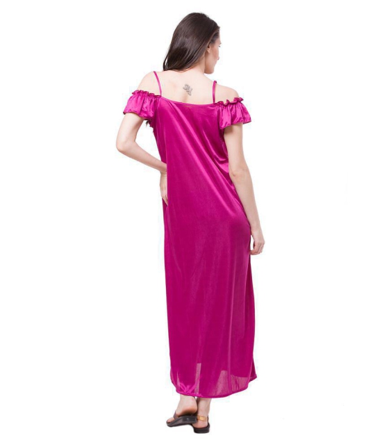 Fasense Satin Night Dress - Pink - M