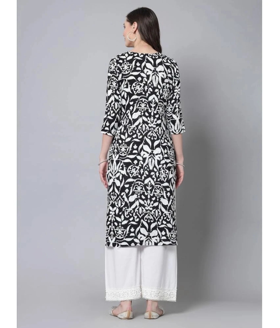 KIPEK Rayon Printed Straight Womens Kurti - Black ( Pack of 1 ) - None