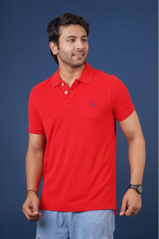 Men's Red Embroidery Polo T-Shirt