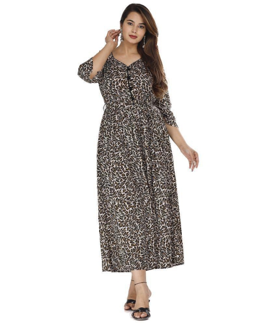 HIGHLIGHT FASHION EXPORT Cotton Brown A- line Dress - Single - M