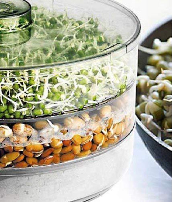 Entisia 3 Container Sprout Bowl Maker - 1 Pcs Plastic Multipurpose Sprout Maker with Container for Sprouted Grains, Home Kitchen (Multicolor, 3 Layer Bowl)