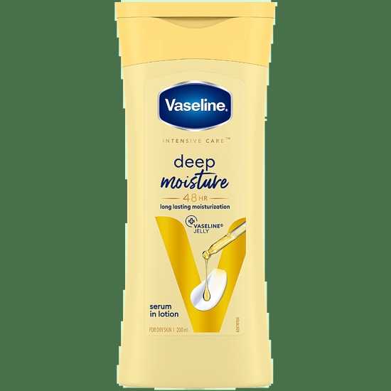 Vaseline Intensive Care Deep Moisture Body Lotion - Dry Skin, With Pure Oat Extract, Long Lasting Moisturization, 200 Ml