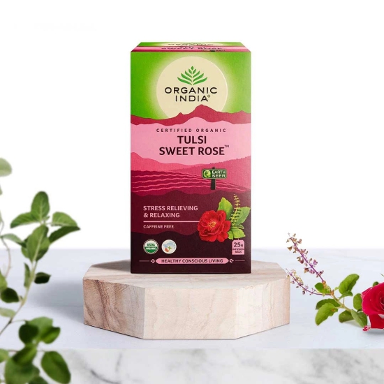 Organic India Tulsi Sweet Rose 25 Infusion Bags-Organic India Tulsi Sweet Rose 25 Infusion Bags