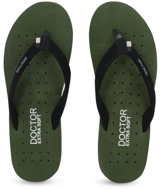 DOCTOR EXTRA SOFT - Olive Womens Thong Flip Flop - None