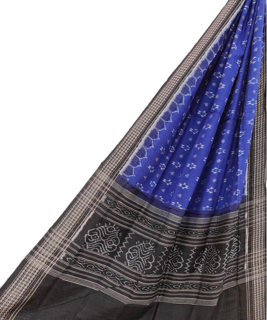 Blue Black Sambalpuri Handwoven Single Ikat Cotton Dupatta