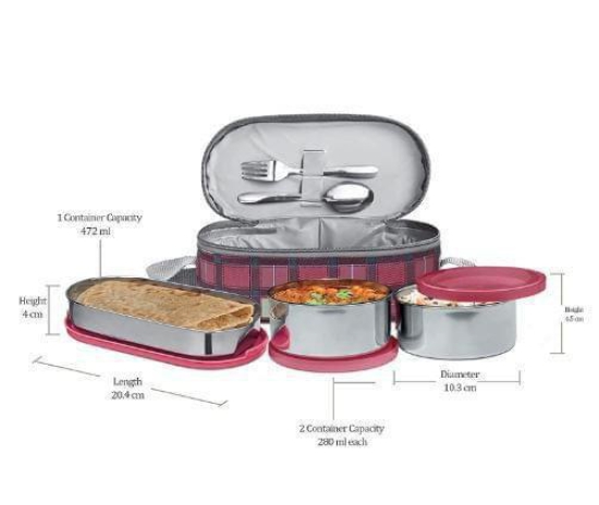 Milton Corporate Lunch 3 Stainless Steel Lunch Box with Jacket