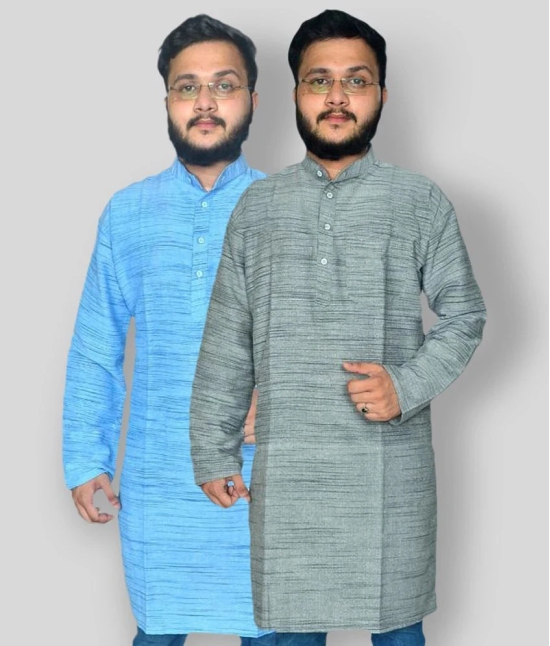 DESHBANDHU DBK - Multi Khadi Mens Kurta ( Pack of 2 ) - None