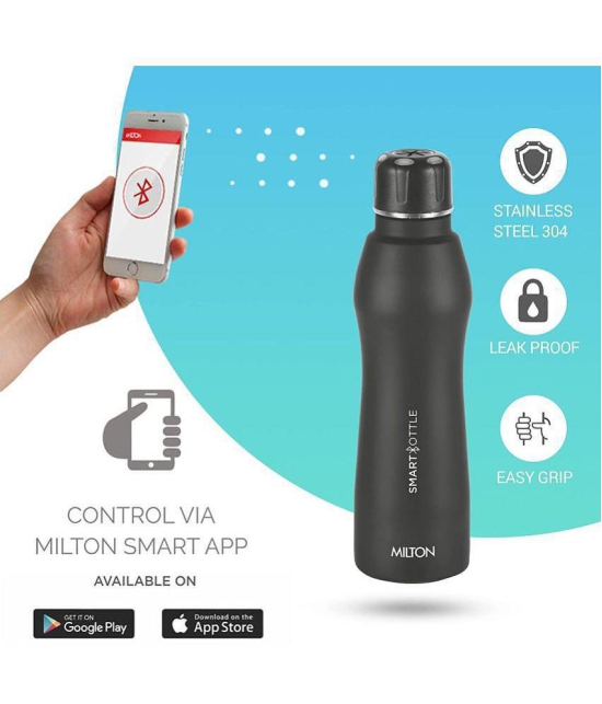 Milton Smart Stainless Steel Water Bottle (880 ml) Black - Black