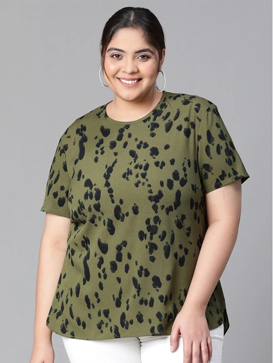 Oxolloxo Plus Size Animal Printed Top