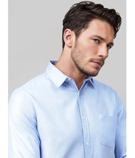 UrbanMark Cotton Blend Slim Fit Solids Full Sleeves Mens Casual Shirt - Light Blue ( Pack of 1 ) - None