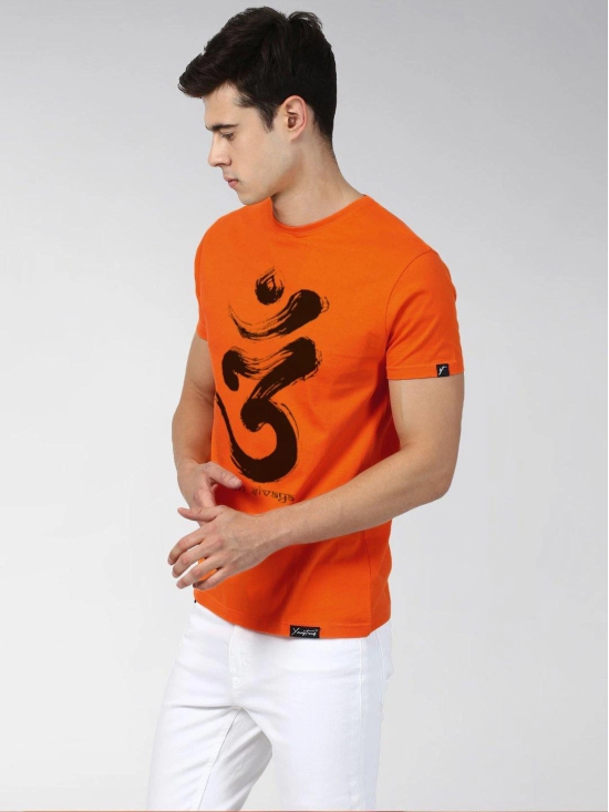 Mens Half Sleeve OMM Graphic T-Shirt-ORANGE / Large / 100% Bio Wash Cotton