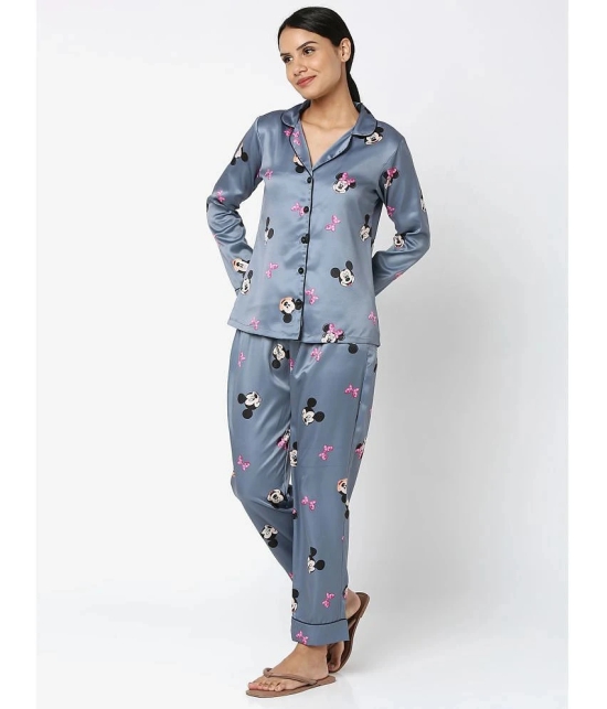 Smarty Pants - Grey Satin Womens Nightwear Nightsuit Sets ( Pack of 1 ) - None