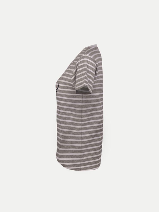 Women Grey Striped Printed T- Shirts