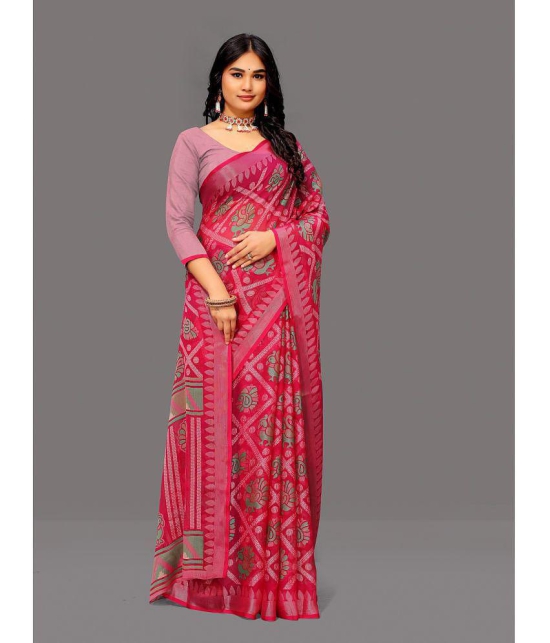 Sitanjali - Pink Brasso Saree With Blouse Piece ( Pack of 1 ) - Pink