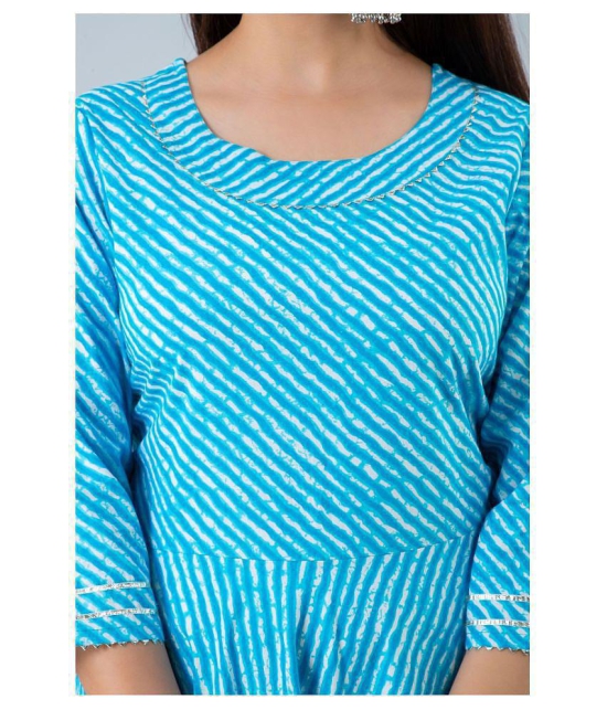 Lee Moda - Turquoise Cotton Women's Flared Kurti ( Pack of 1 ) - XL