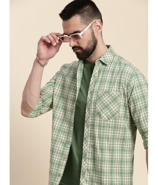 Dillinger 100% Cotton Regular Fit Checks Full Sleeves Mens Casual Shirt - Green ( Pack of 1 ) - None