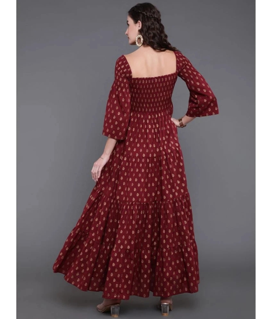 Antaran Cotton Printed Ankle Length Womens Gown - Maroon ( Pack of 1 ) - None