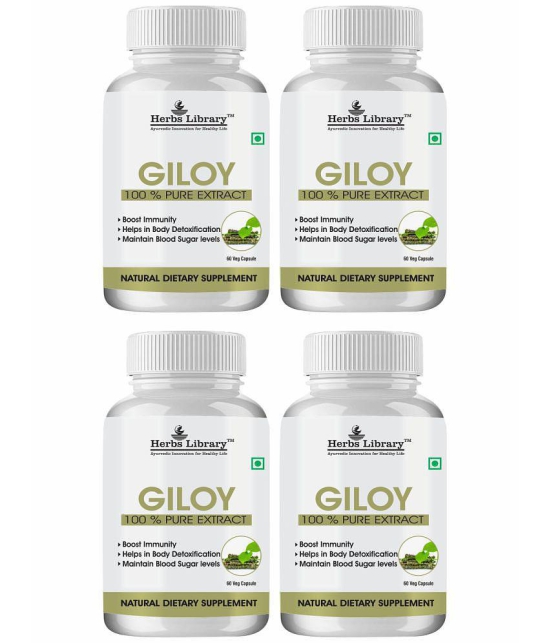 Herbs Library Giloy Immunity Booster, 60 Capsules Each (Pack of 4)