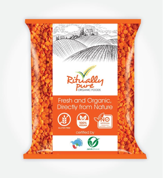 Ritually Pure 100% Organic | Dry & Unpolished Pulses | Masoor Lal Dal | 500 Gm Pack