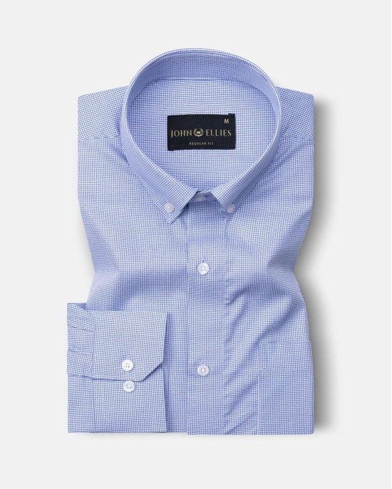 Azoresma Sky Blue Cotton Textured Shirt-44 / XL