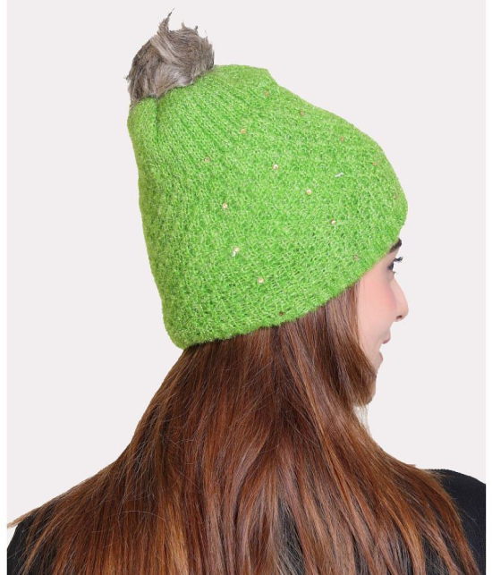 Whyme Fashion - Green Woollen Womens Cap ( Pack of 1 ) - Green