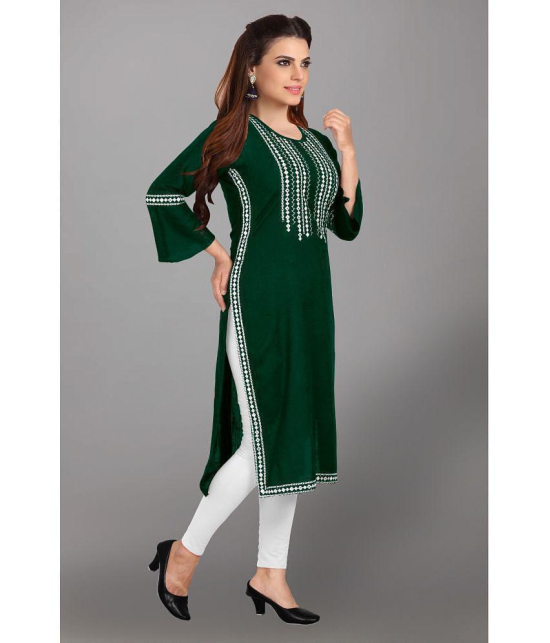 Kapadia - Green Rayon Women''s Straight Kurti ( Pack of 1 ) - None