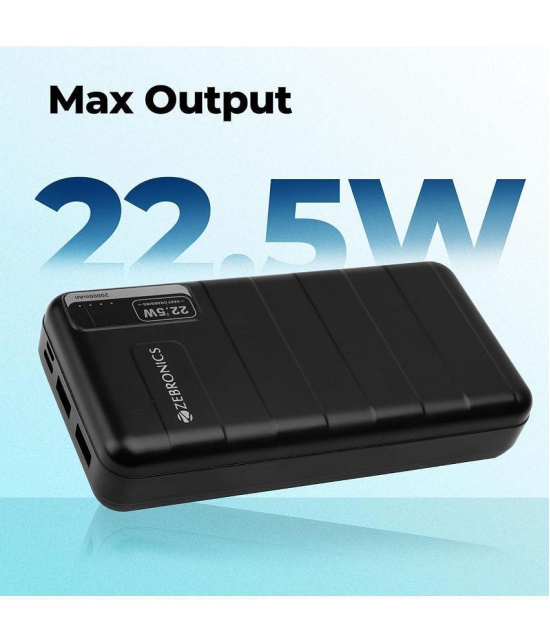 Zebronics 20000 -mAh 22.5W Li-Polymer Power Bank - Black