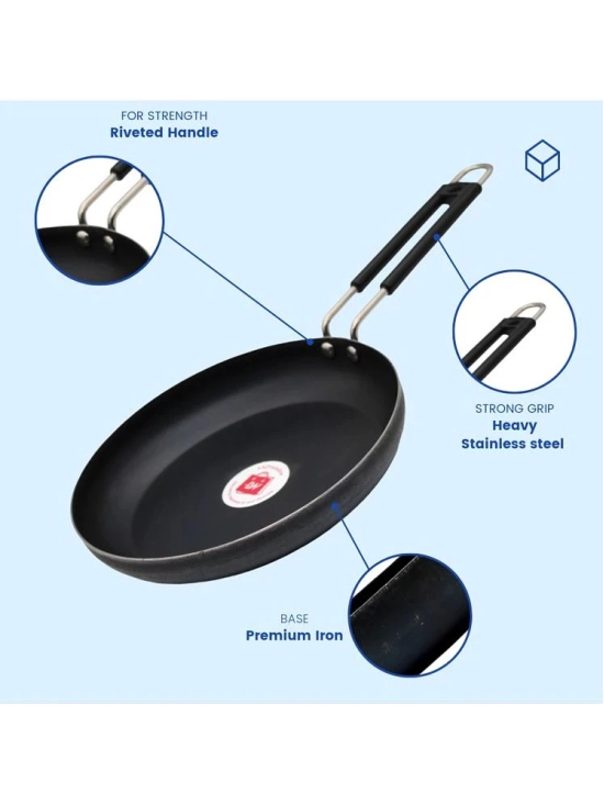 LAZYWINDOW Fry Pan & Tadka Pan Black Iron No Coating Cookware Sets ( Set of 1 )