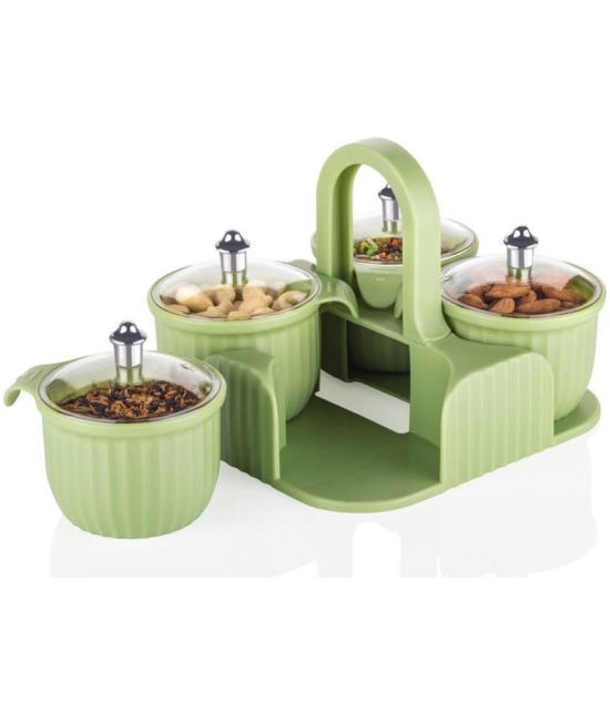 HOMETALES Plastic Green Pickle Container ( Set of 1 ) - Green