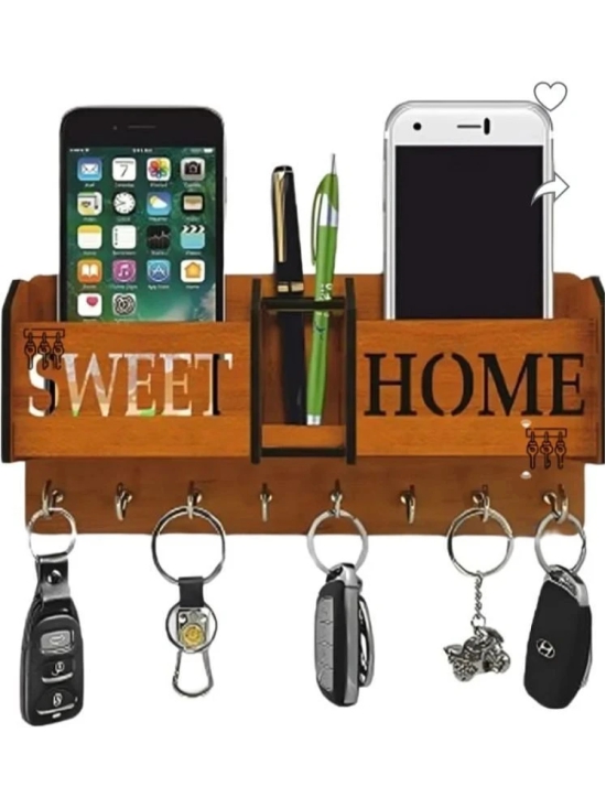 Fitgo Brown Wood Key Holder - Pack of 1