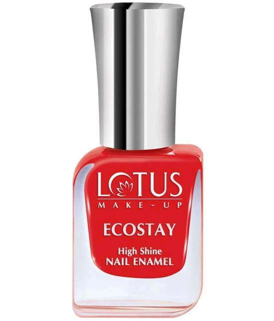 Lotus Make-Up Ecostay Nail Enamel Hot Crimson (Red Shade), Easy to Apply, Glossy Finish, 10ml