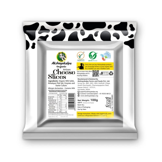 Akshayakalpa Organic Cheese Slices, 100 Gm