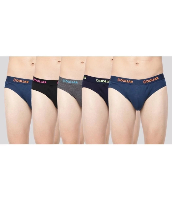 Pack of 5 Dollar Bigboss Assorted Solid Cotton Blend Men Brief - 110