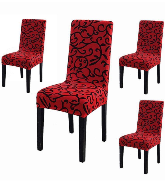 House Of Quirk 1 Seater Polyester Chair Cover ( Pack of 4 ) - Red