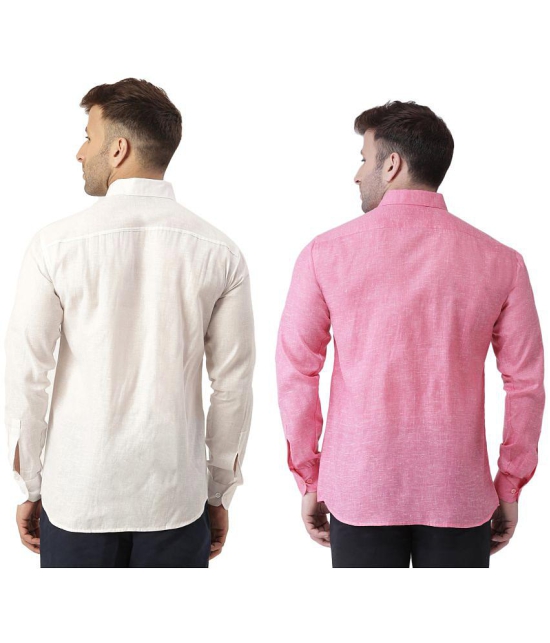 KLOSET By RIAG 100% Cotton Regular Fit Solids Full Sleeves Men's Casual Shirt - Fluorescent Pink ( Pack of 2 ) - None