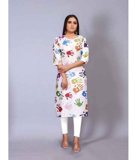 RIAANA Holi Cotton Blend Printed A-line Women's Kurti - Multicolor ( Pack of 1 ) - None