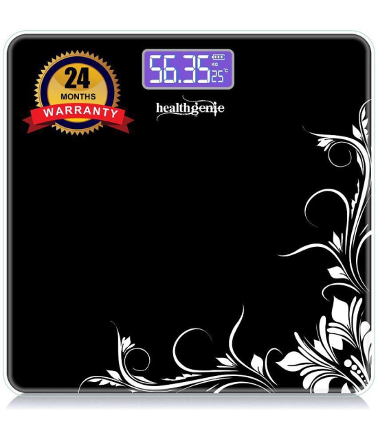 Healthgenie Electronic Digital Weighing Machine Bathroom Personal Weighing Scale-Black Pattern Black