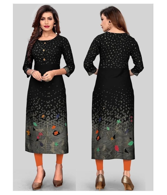 Vbuyz - Black Rayon Womens Straight Kurti ( Pack of 1 ) - L