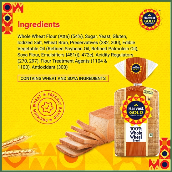 Harvest Gold Bread - 100% Whole Wheat, 450 G