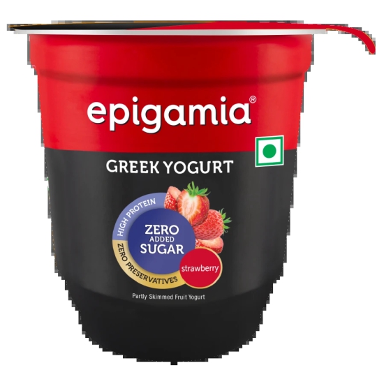 Epigamia Sugar Free Greek Yogurt - Strawberry, 120 gms