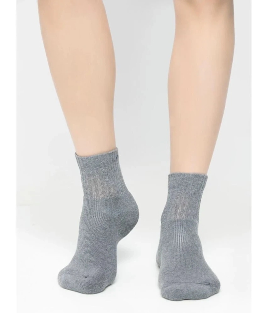 Jockey 7036 Men Compact Cotton Terry Ankle Length Socks - Mid Grey Melange - Grey Melange