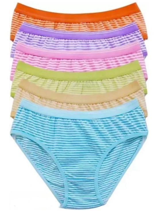 ICONIC ME Pack of 6 Cotton Striped Womens Bikini ( Multicolor ) - None