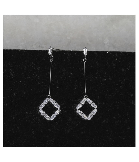 SILVER SHINE Silver Plated Charm Diamond Dangle  Earring For Women Girl - Silver