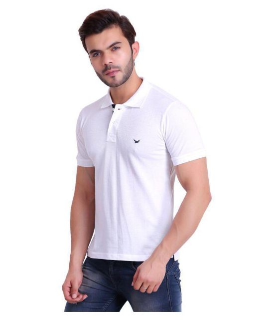 Hiflyers Cotton Blend White Plain Polo T Shirt - None