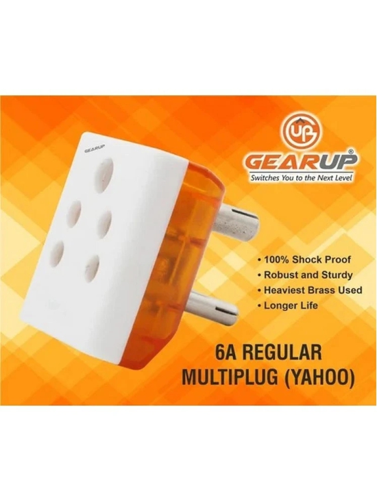 Gearup 3-Pin Plug Socket Power Adaptor Yahoo Multi Plug , 6A - 240 V (Pack Of 1)