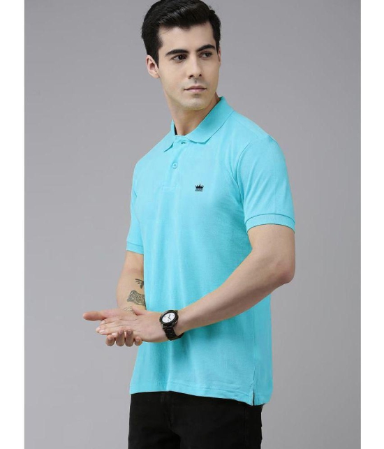 ADORATE Cotton Blend Regular Fit Solid Half Sleeves Mens Polo T Shirt - Sky Blue ( Pack of 1 ) - None