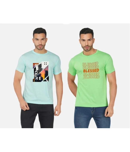 CHOZI Cotton Blend Regular Fit Printed Half Sleeves Mens T-Shirt - Multicolor ( Pack of 2 ) - None